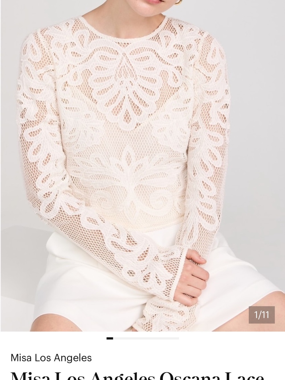 Misa Los Angeles Ivory Lace Long-Sleeve Blouse